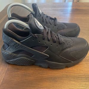 Nike Mens Air Huarache Run 318429-003 Triple Black Running Shoes Sneakers Sz 8.5